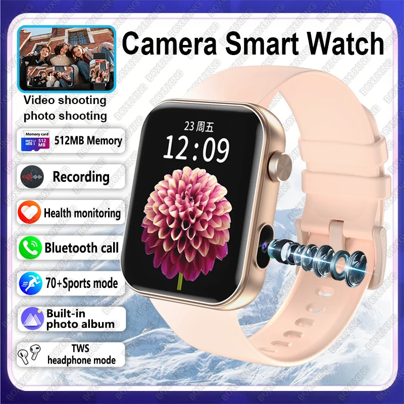 2025 New HD Camera Smart Watch Men Women Photos Record Video Health Monitor Sports Fitness Waterproof Bluetooth Call Smart Watch