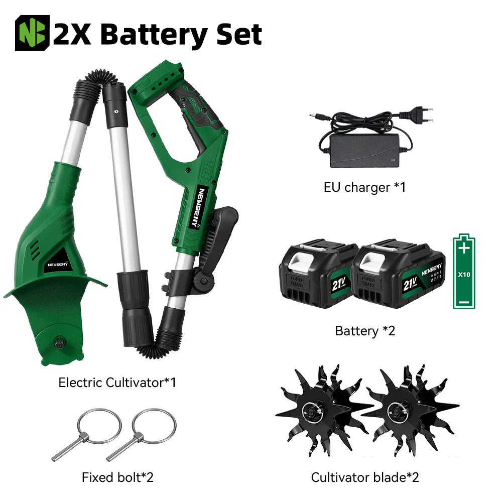 NEWBENY Electric Rototiller Tiller Cultivator Motocultor Cordless Scarifier Garden Tool For Makita 21V Battery Pin