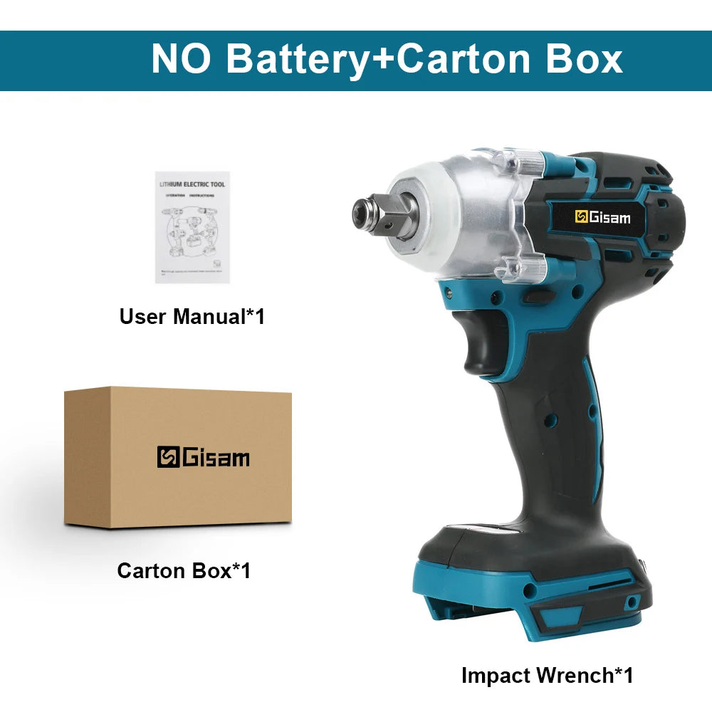 2 IN 1 Brushless Cordless Electric Impact Wrench 1/2 inch Socket Screwdriver Power Tools Without Battery For Makita 18V Battery