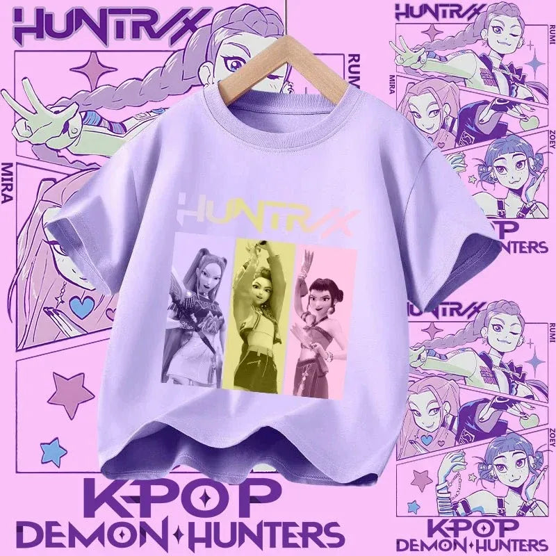 Kpop Demon Hunters T-shirt for kids, short sleeve T-shirt for Girls, Saja T-shirt , Kpop Demon Hunters T-shirt, family clothing