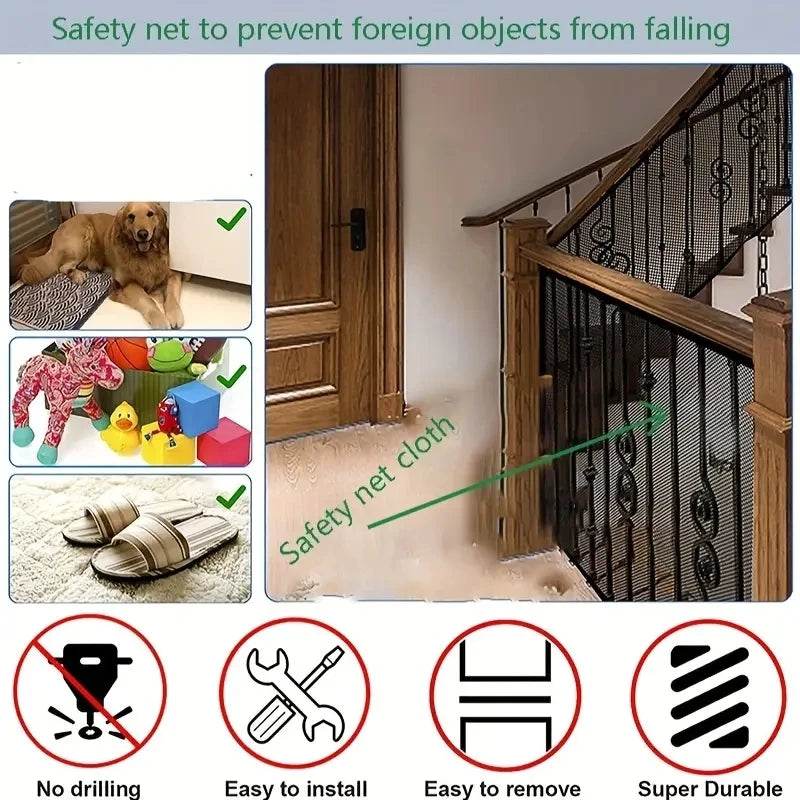 Banister Guard, Balcony Safety Net for Kids Pet Balcony Guard Balcony Netting for Pets Rail Net for Balcony Apartment Cat Nett