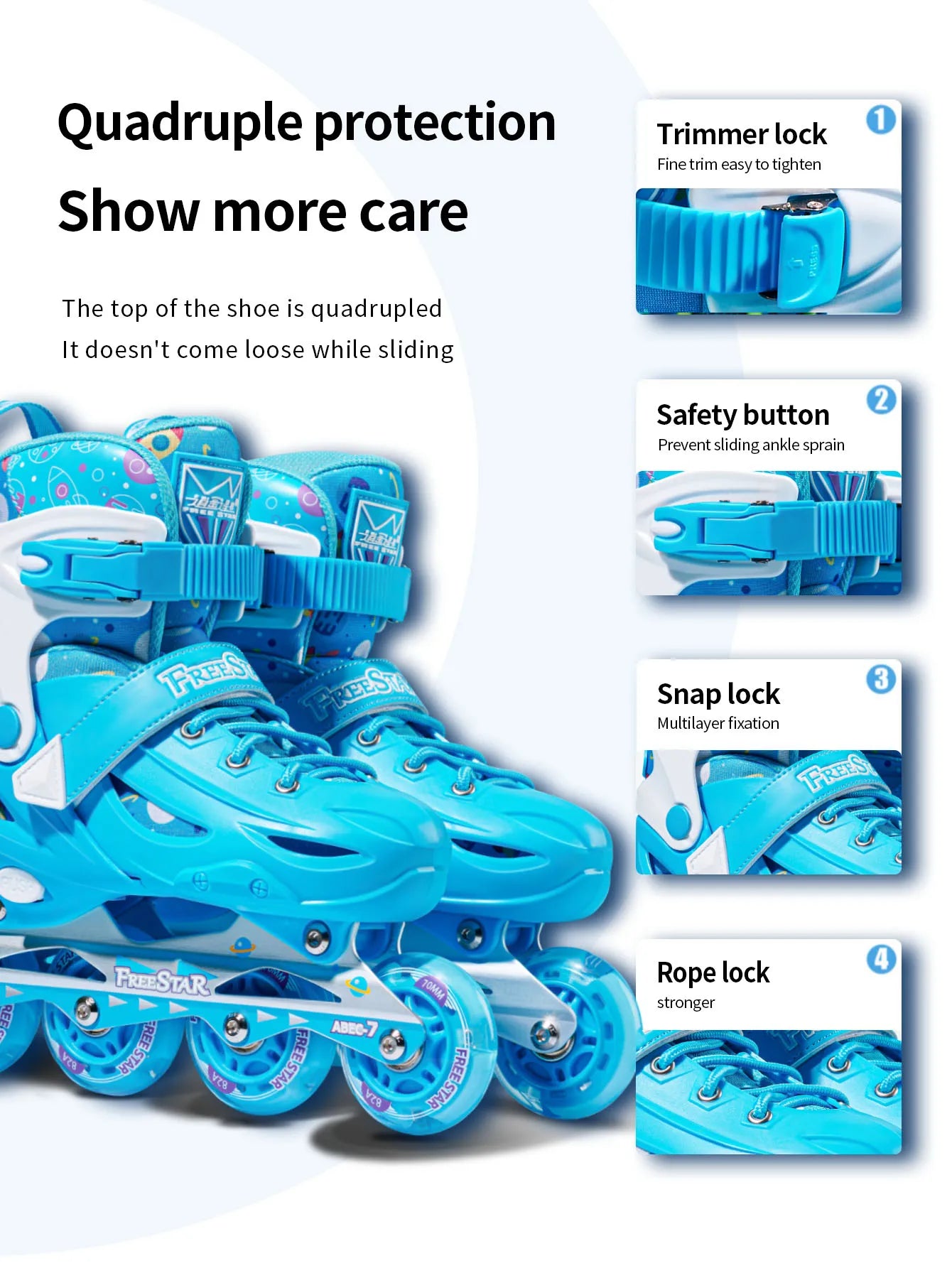 Easy Star Sports Wind 1 set high-end hard shell full surround PU wheel full flash roller skates adjustable size professional tra