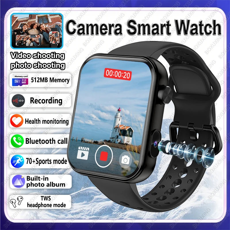 2025 New HD Camera Smart Watch Men Women Photos Record Video Health Monitor Sports Fitness Waterproof Bluetooth Call Smart Watch