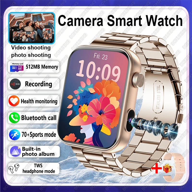 2025 New HD Camera Smart Watch Men Women Photos Record Video Health Monitor Sports Fitness Waterproof Bluetooth Call Smart Watch