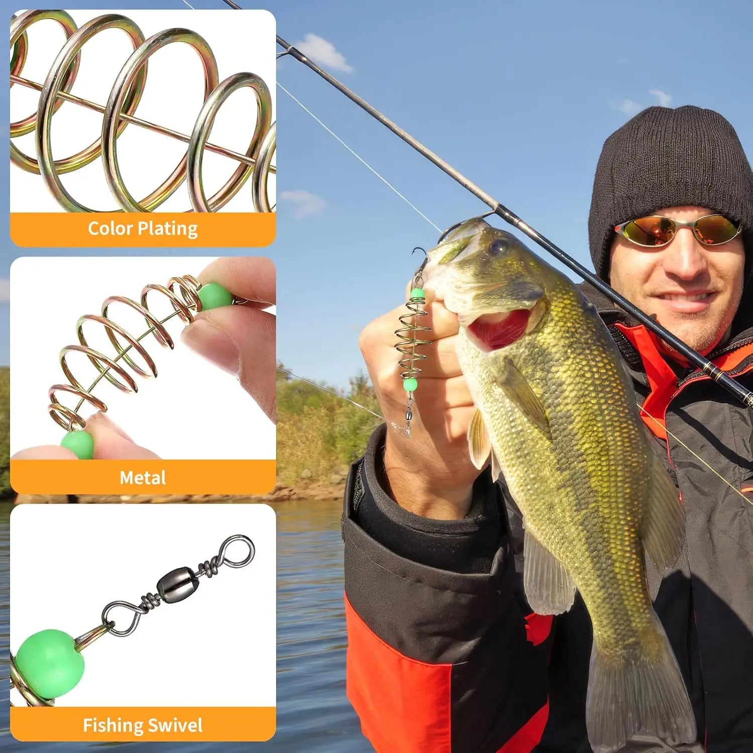 5Pcs Fishing Bait Trap Cage, Spring Feeder Basket Holder, Lure Bait Cage Fishing Accessories, Carp Fishing Tackle for Easy Bait