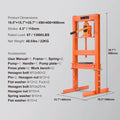 SucceBuy 6/12T Hydraulic H-Frame Garage Floor Adjustable Shop Press with Plates 6T/12T Orange for Garages or Professional Shop