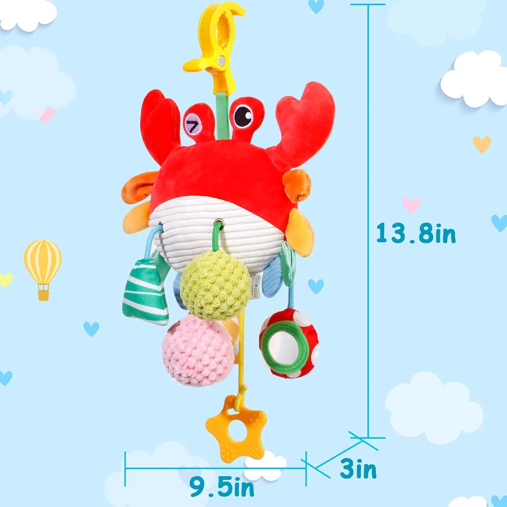 Car Seat Stroller Toys for Babies 0-6 Months Crab Baby Infant Newborn Stroller Toys with Beep Mirror Small Bell Baby Teether