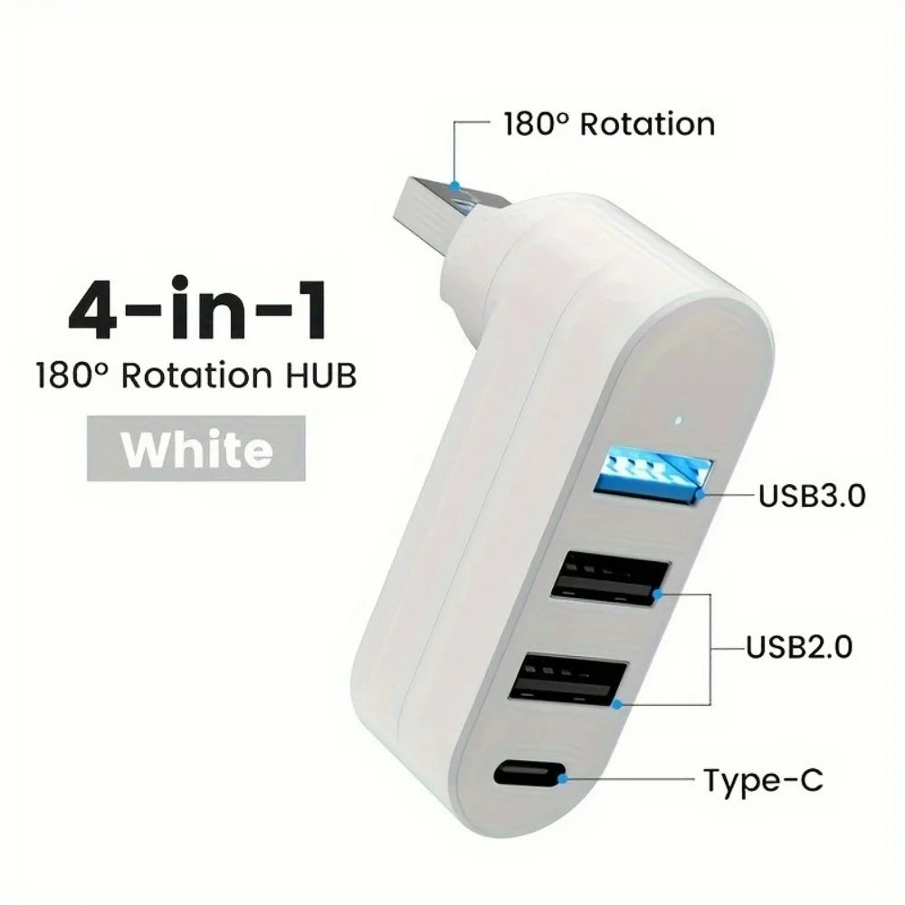 USB Hub 2.0 3.0 Adapter 180° Rotatable Multi Ports U Disk Card Reader Splitter High Speed Data Transfer For Computer Accessories