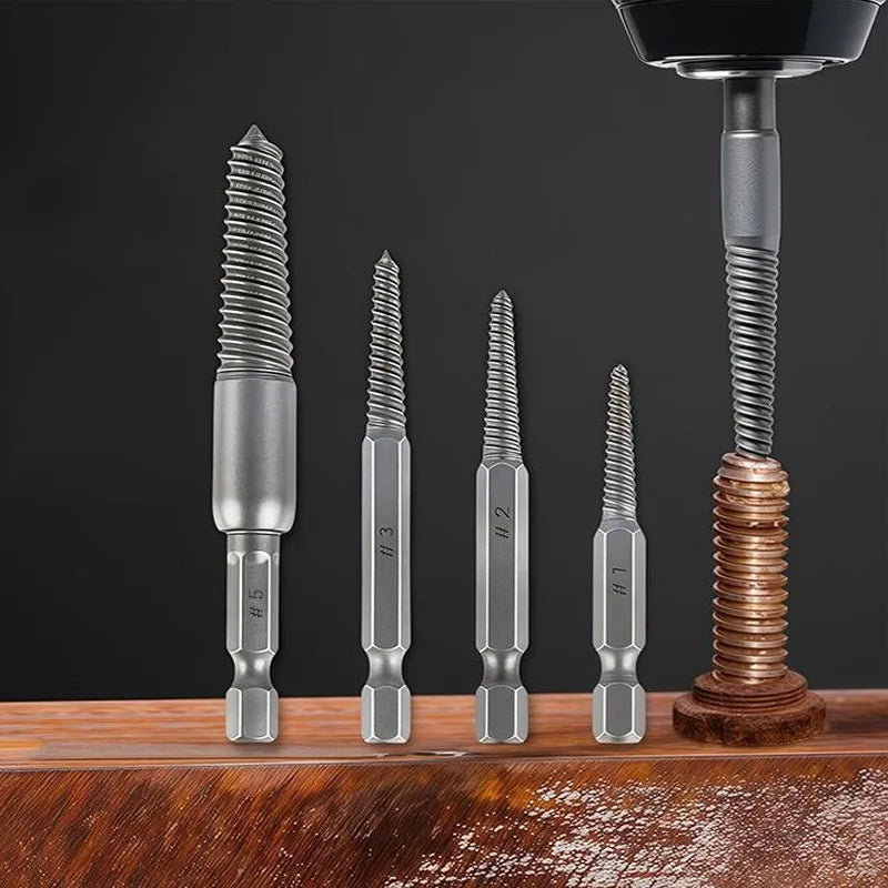 Screw Remover Extractor Center Drill Bits Carbon Steel Guide Set Broken Damaged Pipe Stud Bolt Remover Hex Shank Spanner Tools
