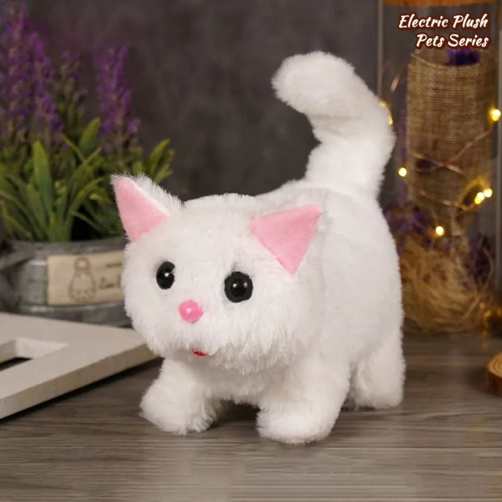 Simulated Robot Kitten Wagging Interactive Kitten Plush Toy Makes You Happy Walking Kitten Robot Electric Pet