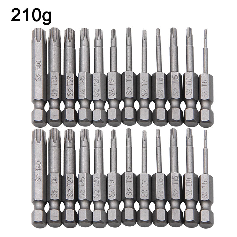 12pc Hollow Plum Blossom Screwdriver Head 50mm Long S2 Hexagonal Handle Screwdriver Screwdriver Bit Electric Tool Drill Set