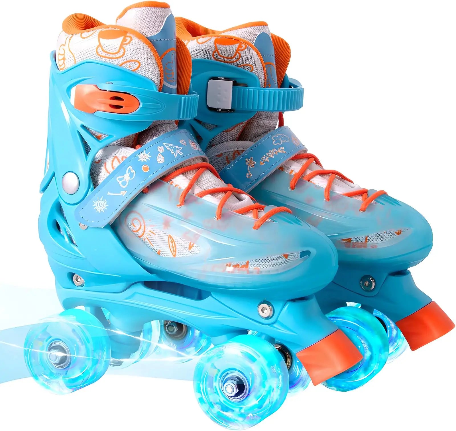 2025 Double Row Inline 2 In 1 Roller Skate Shoes Kids 4 Wheels Skates Boys Girls Outdoor Skating Sneakers Adjustable Size 27-38