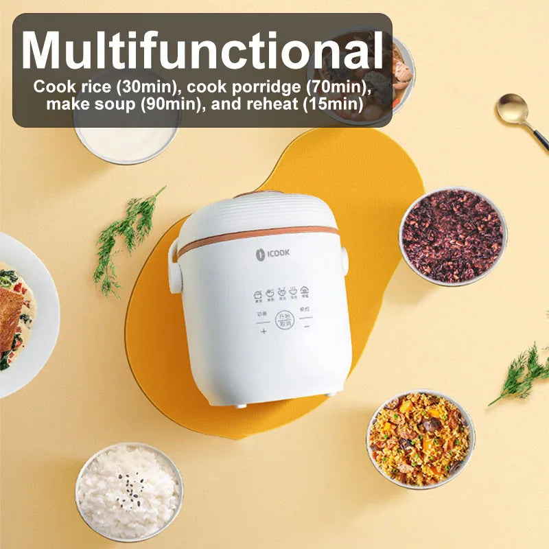 0.8L Rice Cooker Multifunctional Mini Electric Cooker Portable 220V Household Kitchen Appliance Ror1-2 Persons