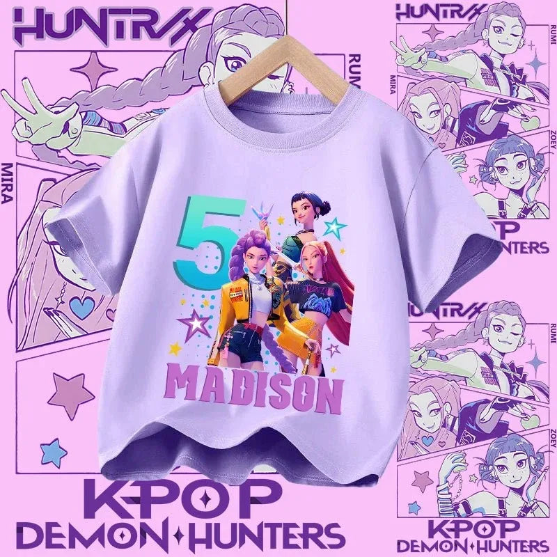 Kpop Demon Hunters T-shirt for kids, short sleeve T-shirt for Girls, Saja T-shirt , Kpop Demon Hunters T-shirt, family clothing