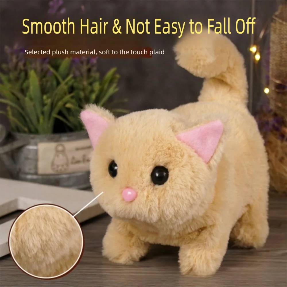 Simulated Robot Kitten Wagging Interactive Kitten Plush Toy Makes You Happy Walking Kitten Robot Electric Pet