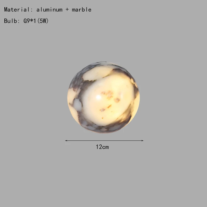 Natural Marble Ball Wall Lamp G9 Bulb Personalized Atmosphere Room Decoration Stone Sconce Stairs Parlor Kitchen