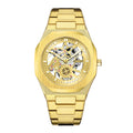 New Octagonal Design Quartz Wristwatches Men Golden Stainless Steel Dress Watch Date/Week Functions Luxury Diver's Clock Man