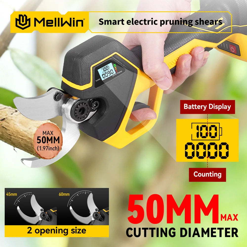 MELLWIN Brushless Electric Pruner Shear With 180CM Telescoping Pole Garden Pole Pruner Shear Tool For Makita 18V Battery Pin