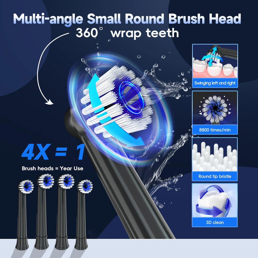 Electric Toothbrush with Water Flosser Combo in One - Sonic Flossing Toothbrushes for Teeth Cleaning, Rechargeable for Adults