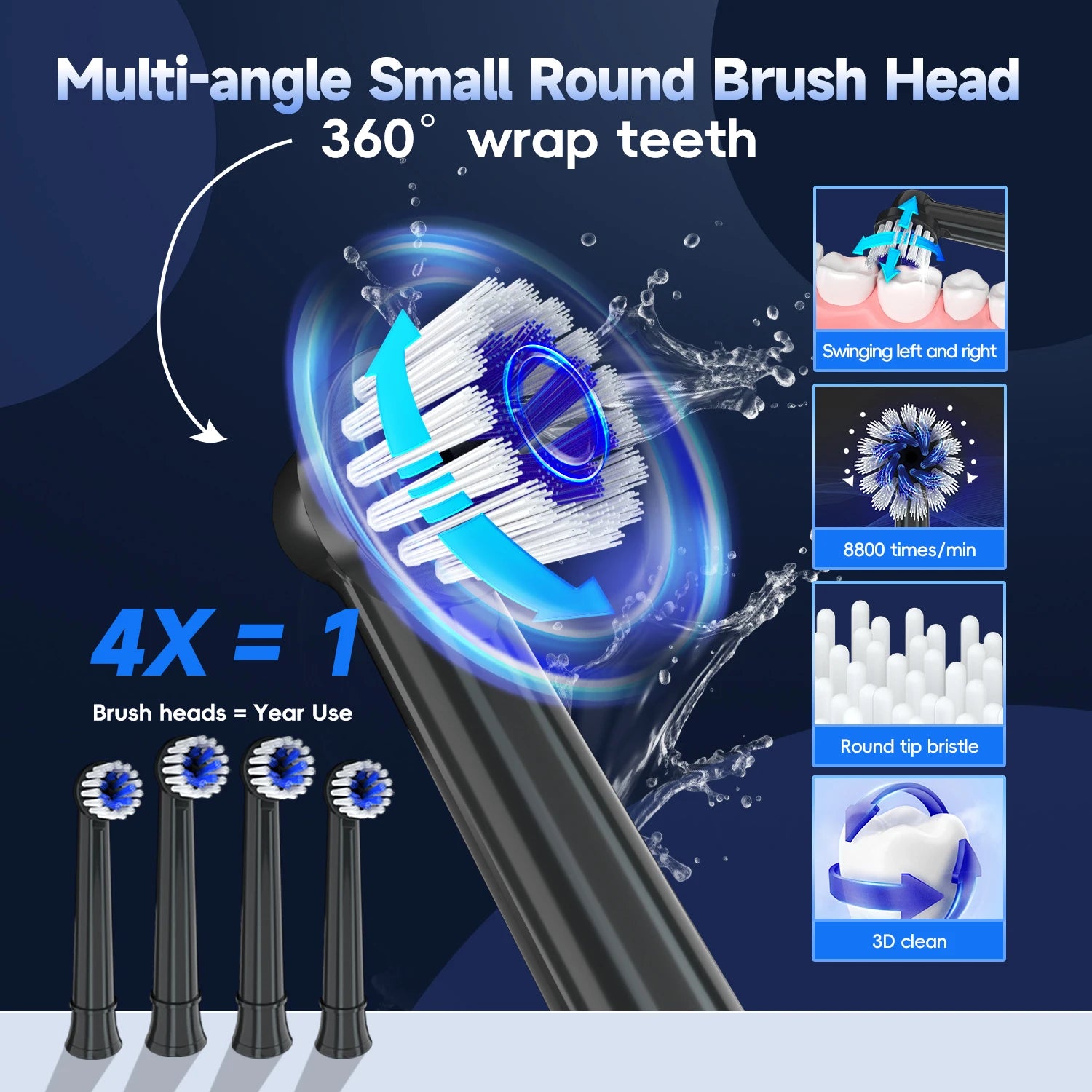Electric Toothbrush with Water Flosser Combo in One - Sonic Flossing Toothbrushes for Teeth Cleaning, Rechargeable for Adults