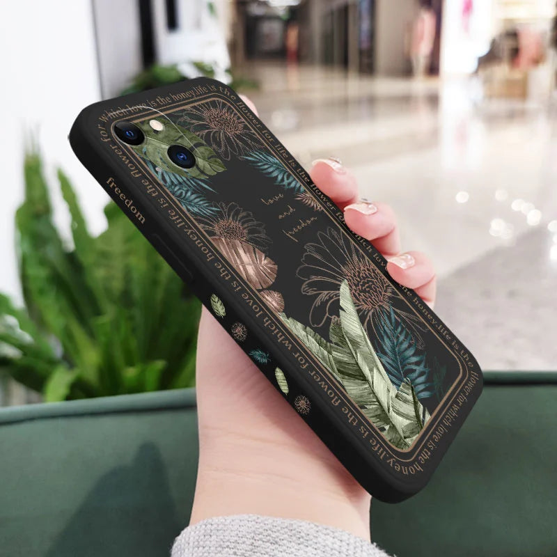Ins Tropical Style Phone Case For iPhone 17 Air 16 15 14 13 12 11 Pro Max Mini X XR XS MAX Plus Cover