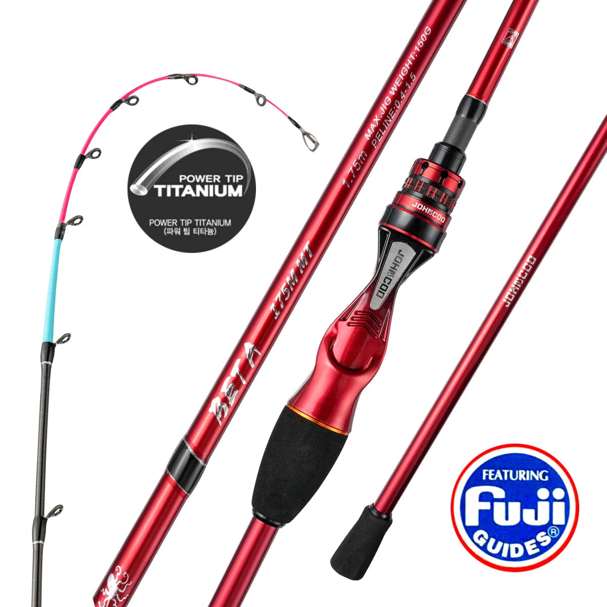 Sea Fishing Rod 175M MT Cuttlefish Rod Metal Tip Octopus Fishing rod with Fuji rings Hanchi Fishing rod light weight
