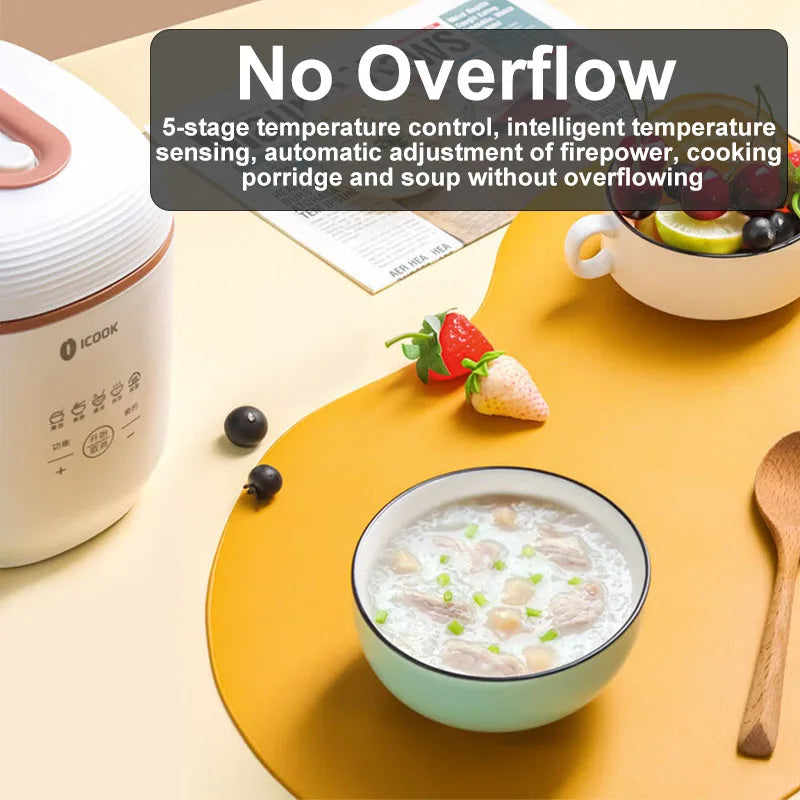 0.8L Rice Cooker Multifunctional Mini Electric Cooker Portable 220V Household Kitchen Appliance Ror1-2 Persons