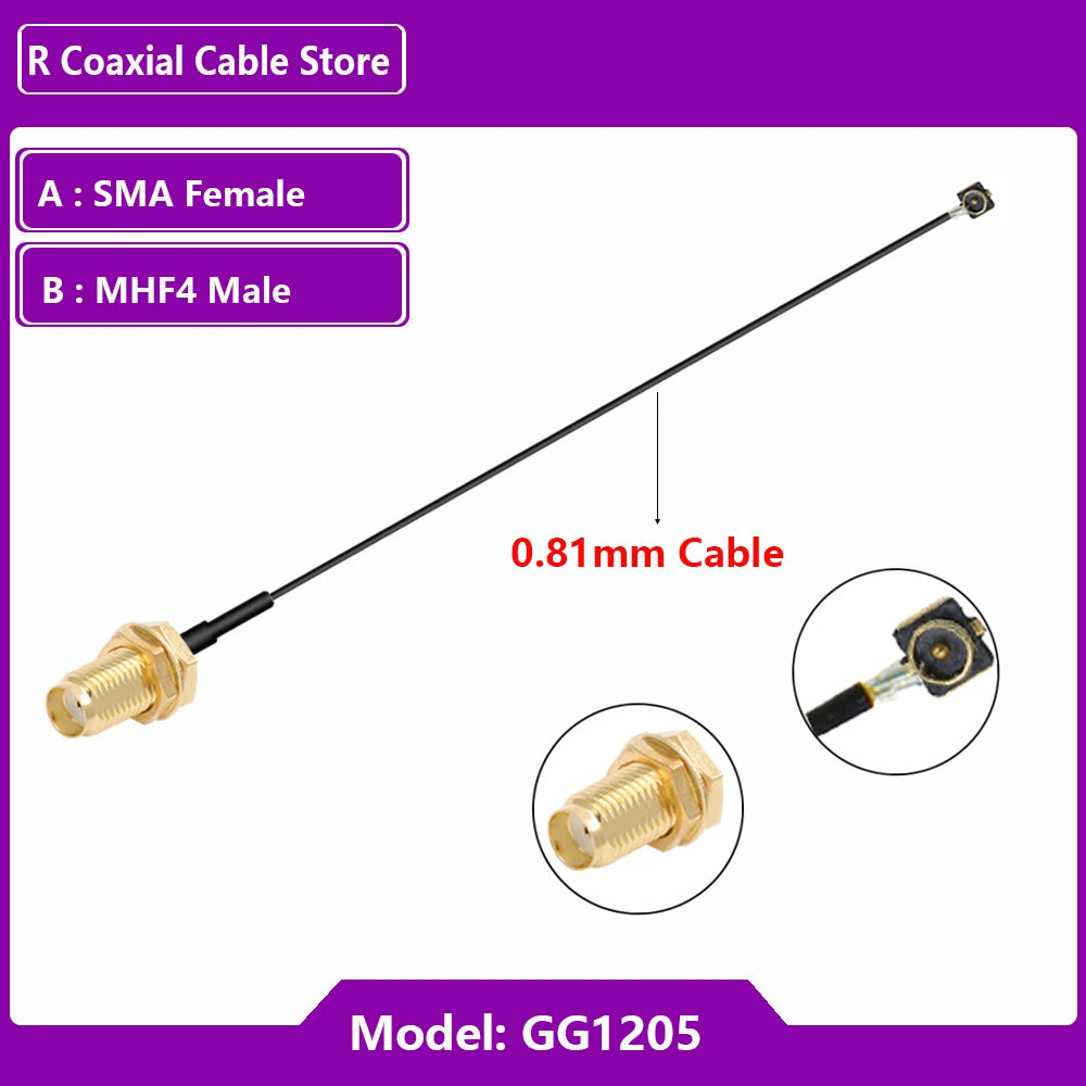 1PC RG1.13mm 0.81mm Pigtail Extension RF Cable SMA Female to MHF U.FL  Female RP SMA Male for WIFI Antenna
