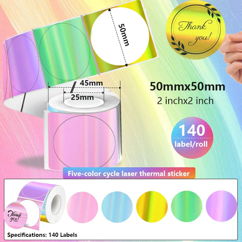 50x50mm Laser Sticker Self-Adhesive Thermal Adhesive Label Roll Compatible for Phomemo M110 M220 M200 E210 P50 DETONG P1 WP9520
