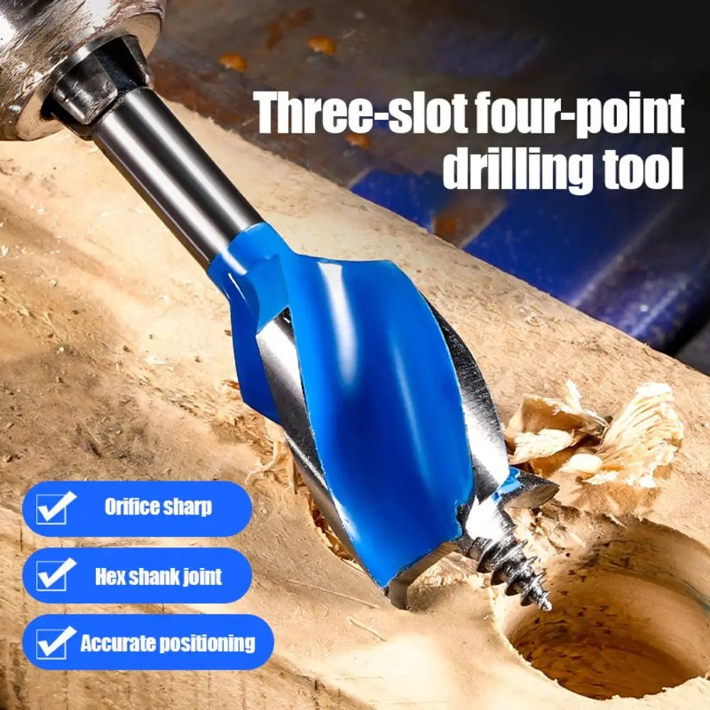 6pcs Solid Three Slot Twist Drill Bit Hex Handle High Hardness Auger Drill Bits High Carbon Steel Antirust Hole Opener Door