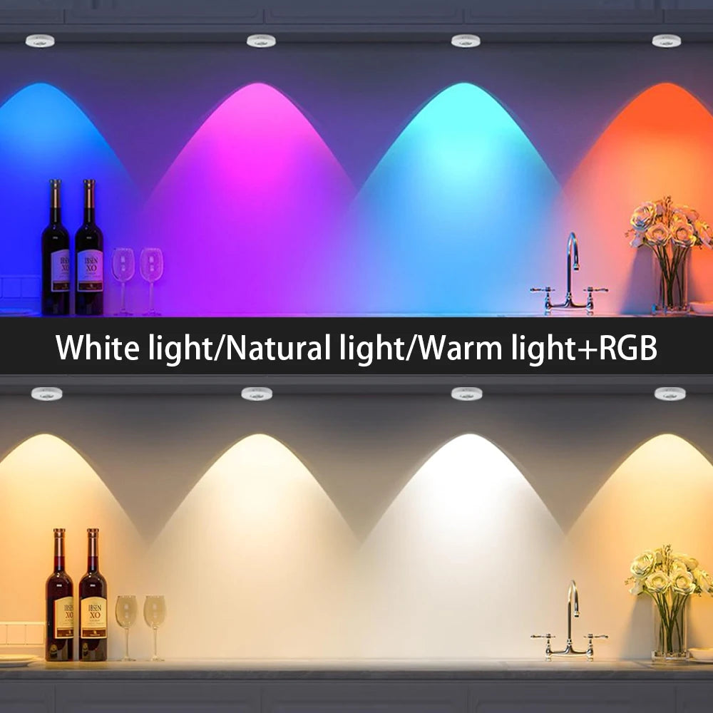 New Round Big Eye Lamp LED Under Cabinet Light USB Rechargeable Multicolor Night Light RGB Wine Cabinet Lamp with Remote Control