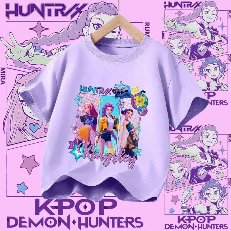Kpop Demon Hunters T-shirt for kids, short sleeve T-shirt for Girls, Saja T-shirt , Kpop Demon Hunters T-shirt, family clothing