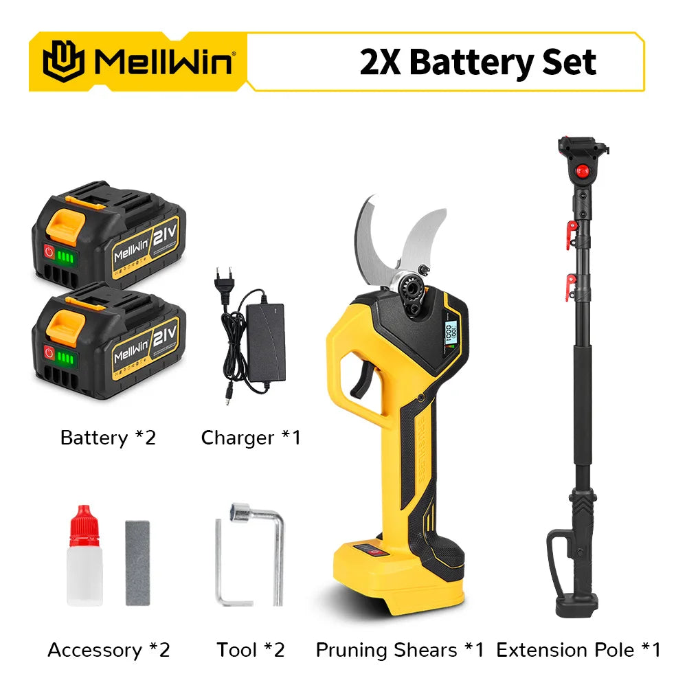 MELLWIN Brushless Electric Pruner Shear With 180CM Telescoping Pole Garden Pole Pruner Shear Tool For Makita 18V Battery Pin