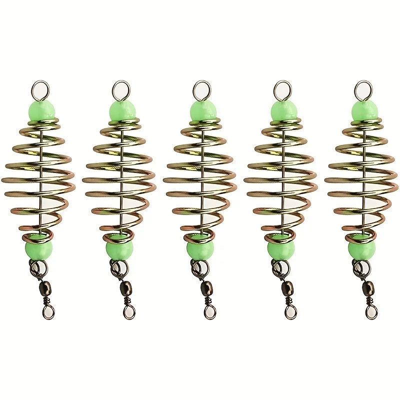 5Pcs Fishing Bait Trap Cage, Spring Feeder Basket Holder, Lure Bait Cage Fishing Accessories, Carp Fishing Tackle for Easy Bait