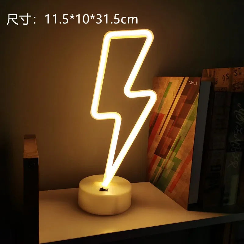 Flamingo Led Neon Light Coconut Tree Cactus Heart Shape Lamp Stand Colorful Home Room Decoration Christmas Night light