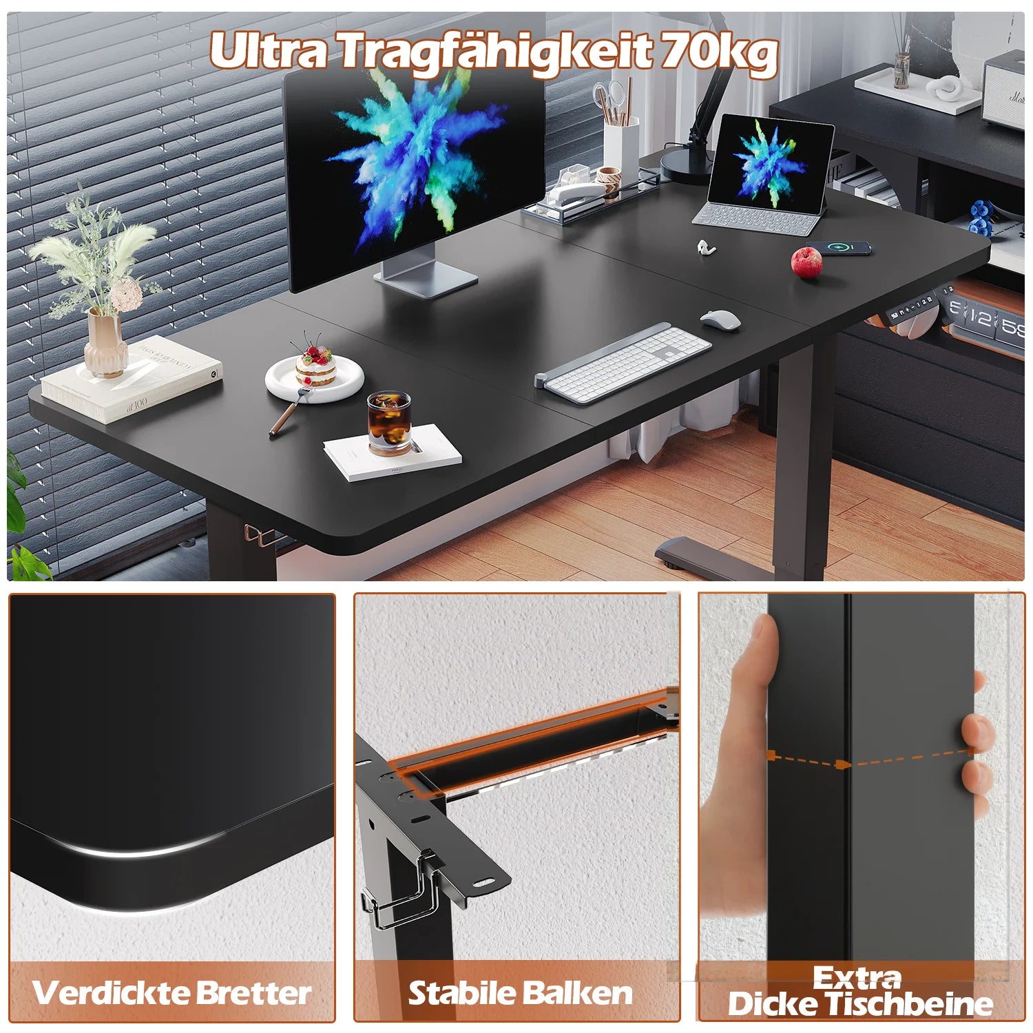 Devoko Height Adjustable desk with USB Socket desk Height Adjustable Electric Stand Seat Adjustable Computer