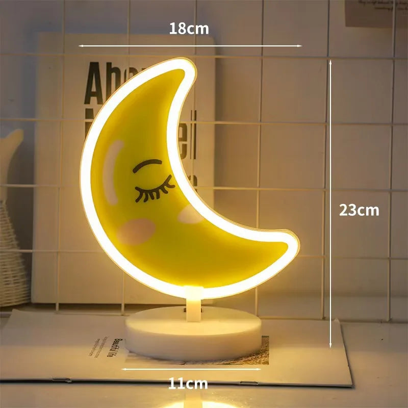 Flamingo Led Neon Light Coconut Tree Cactus Heart Shape Lamp Stand Colorful Home Room Decoration Christmas Night light