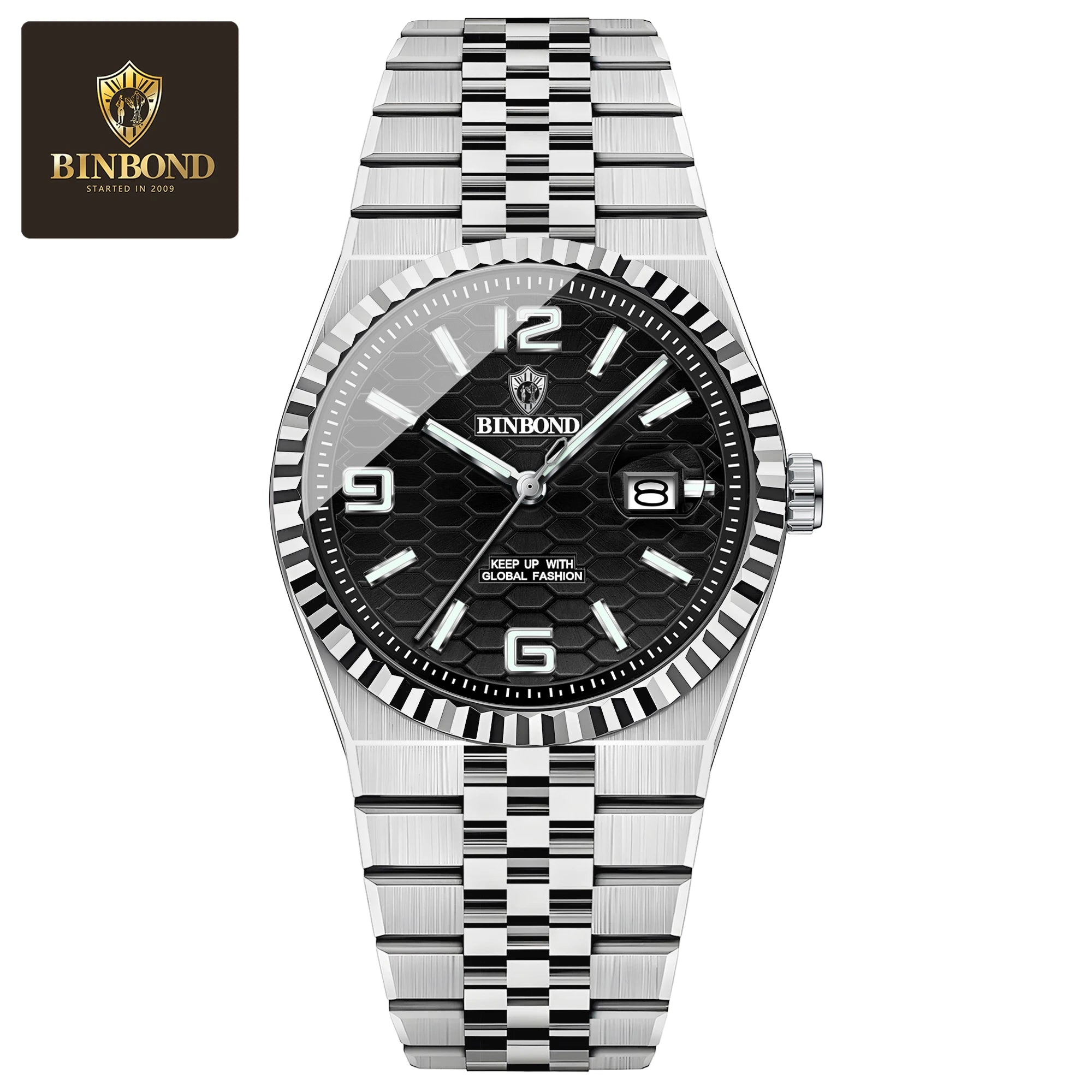 BINBOND Top Brand New 8181 Business Men's Quartz Watch Waterproof Night Light Calendar Fashion Men's Quartz Watch 2025