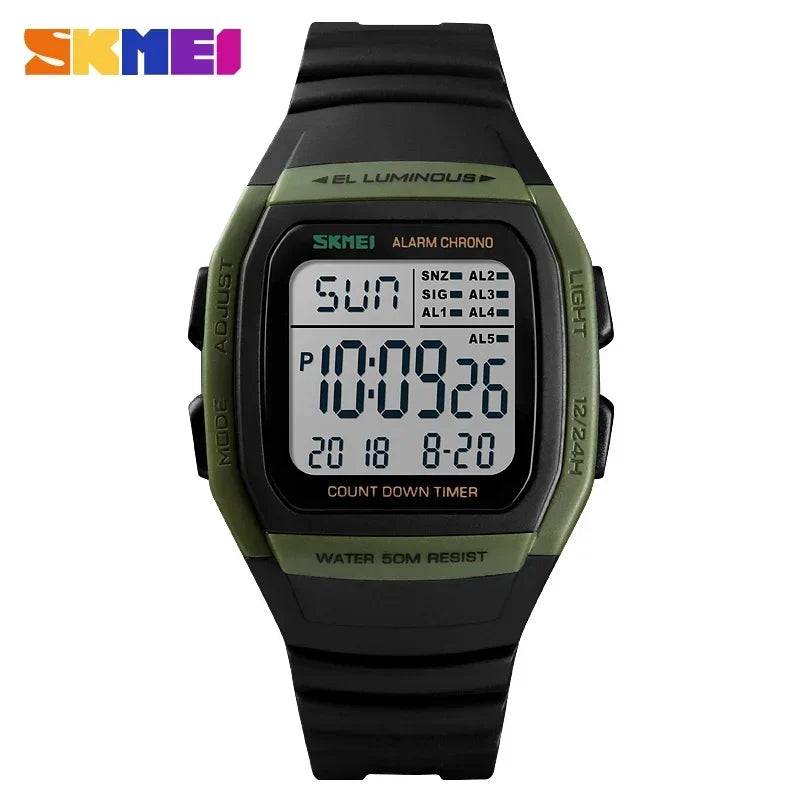 SKMEI 1278 Chrono Countdown Men Wristwatch Casual Outdoor Male Clock Luminous montre homme Digital Dual Time Sport Mens Watches