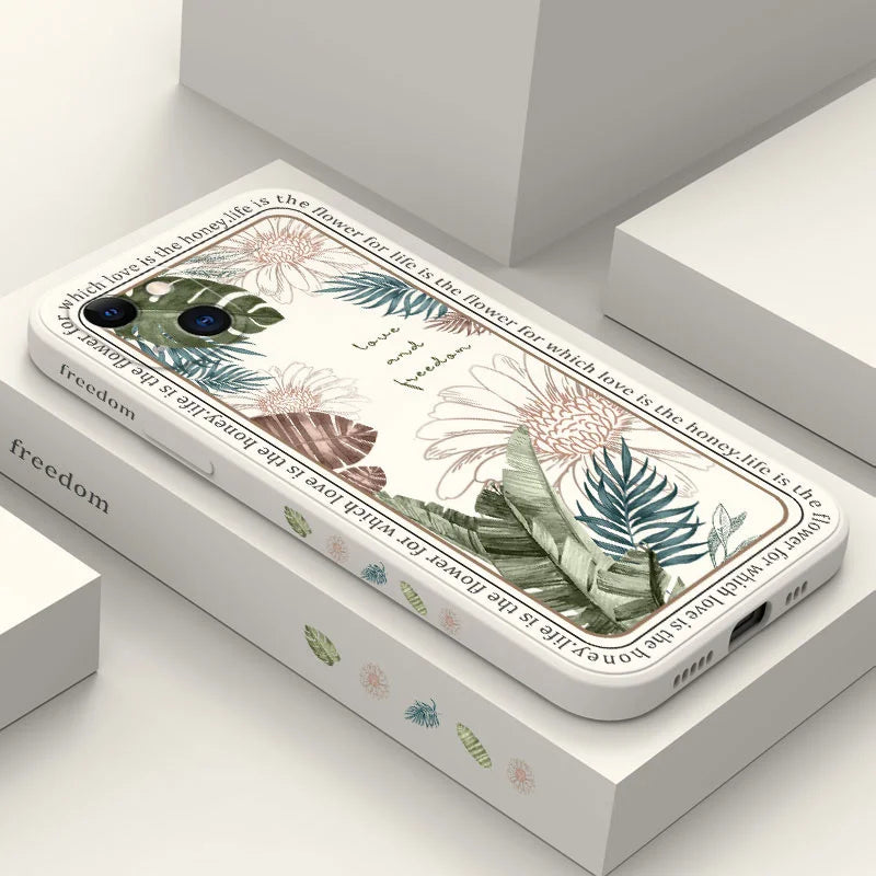 Ins Tropical Style Phone Case For iPhone 17 Air 16 15 14 13 12 11 Pro Max Mini X XR XS MAX Plus Cover