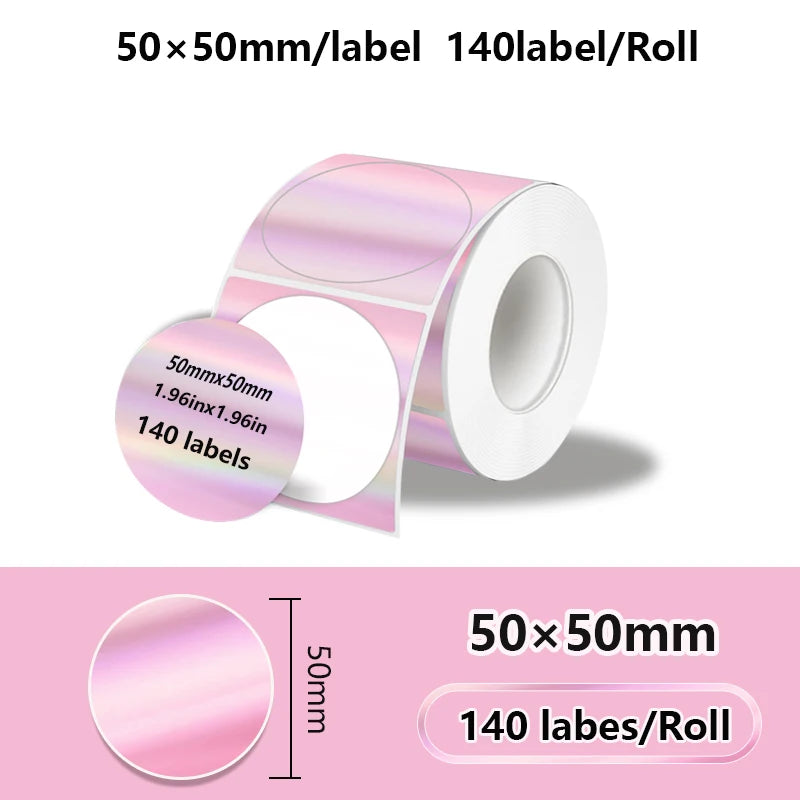 50x50mm Laser Sticker Self-Adhesive Thermal Adhesive Label Roll Compatible for Phomemo M110 M220 M200 E210 P50 DETONG P1 WP9520