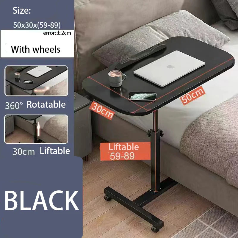 Laptop Sofa Desk Mobile Rolling Adjustable Height Angle Overbed Food Tray Stand Table
