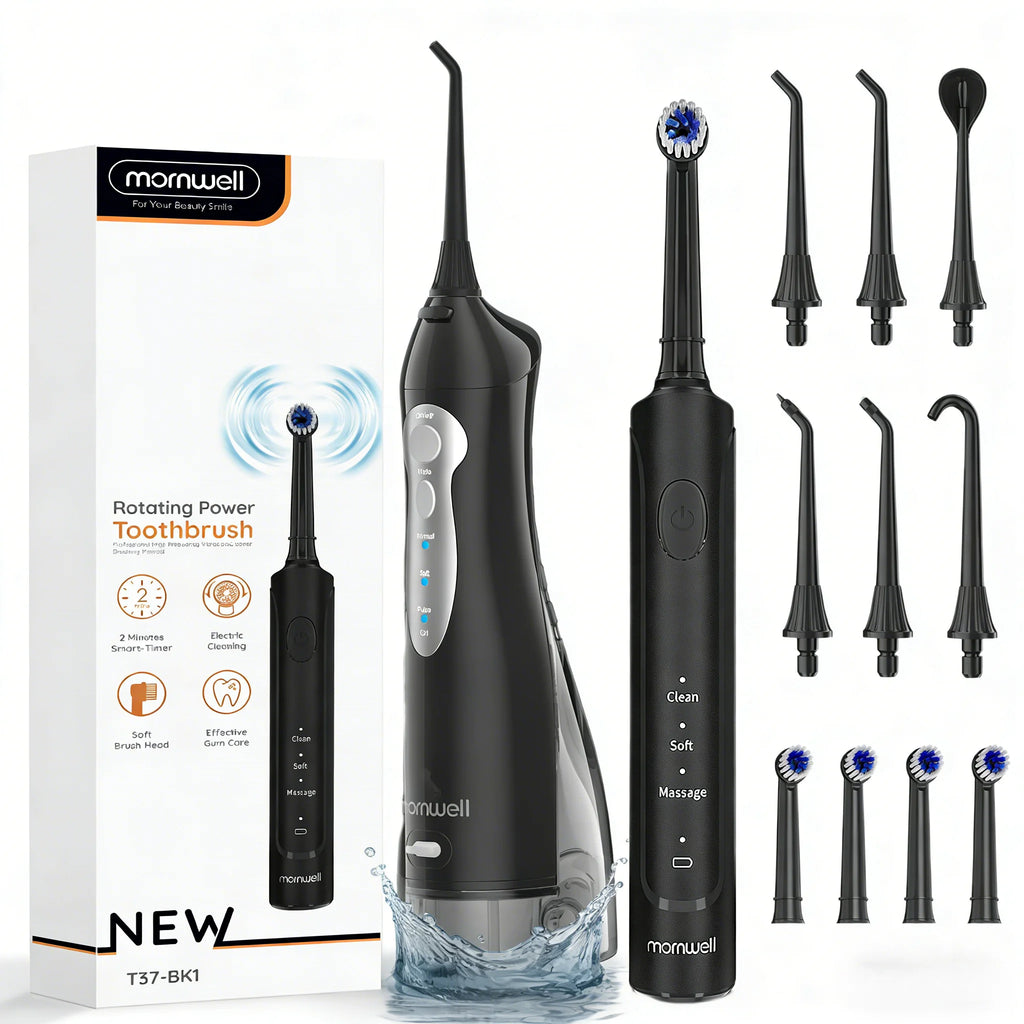 Electric Toothbrush with Water Flosser Combo in One - Sonic Flossing Toothbrushes for Teeth Cleaning, Rechargeable for Adults