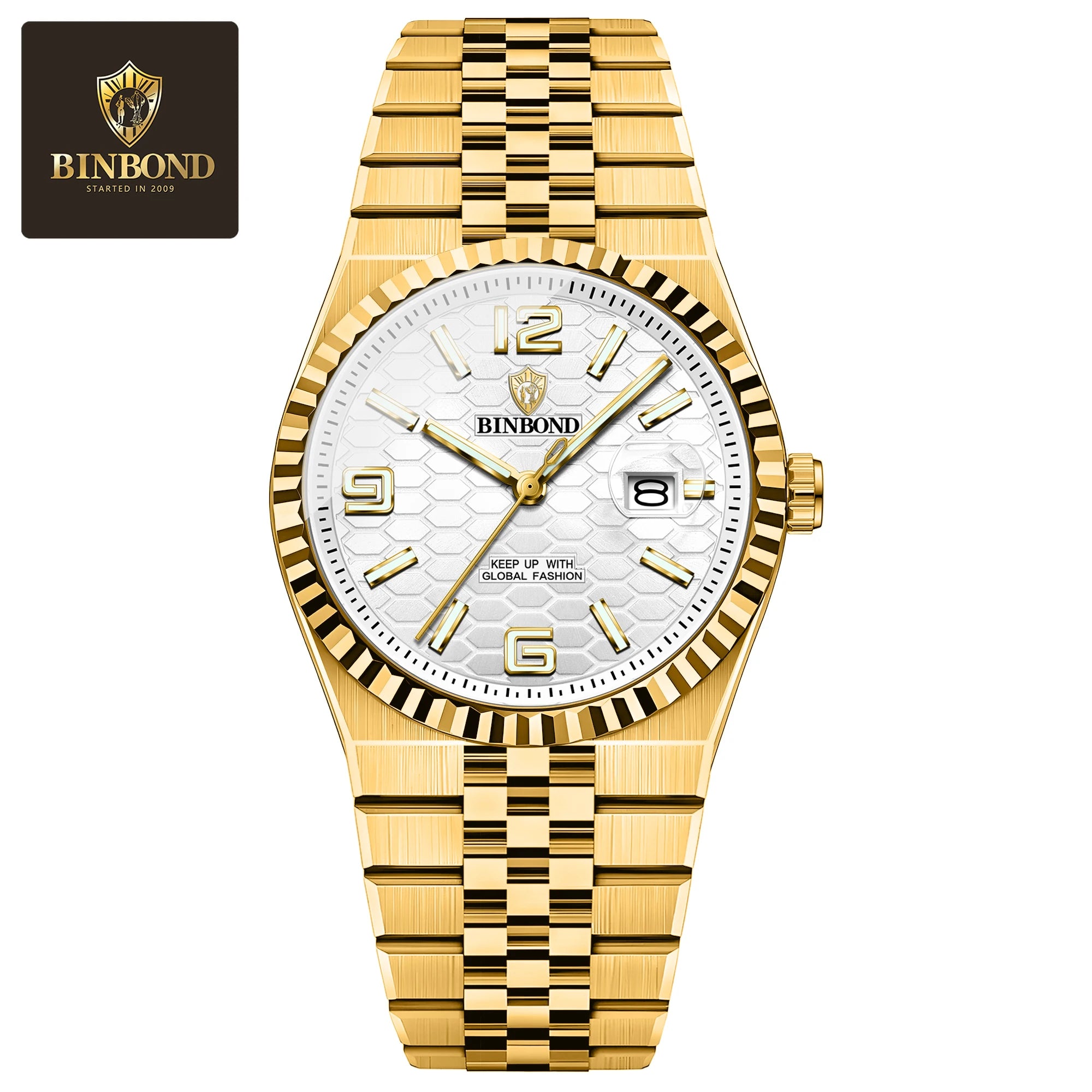 BINBOND Top Brand New 8181 Business Men's Quartz Watch Waterproof Night Light Calendar Fashion Men's Quartz Watch 2025