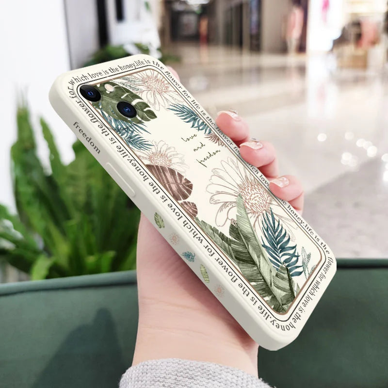 Ins Tropical Style Phone Case For iPhone 17 Air 16 15 14 13 12 11 Pro Max Mini X XR XS MAX Plus Cover