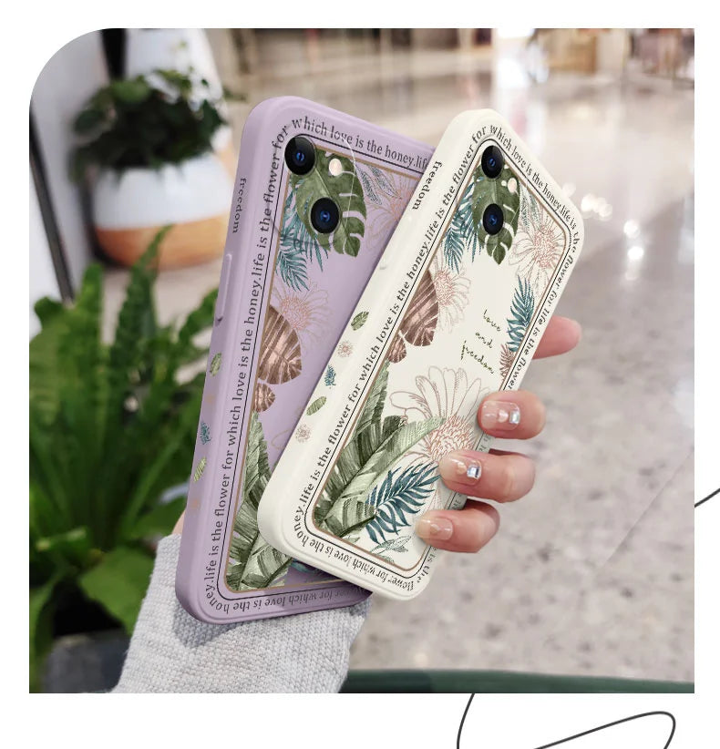 Ins Tropical Style Phone Case For iPhone 17 Air 16 15 14 13 12 11 Pro Max Mini X XR XS MAX Plus Cover