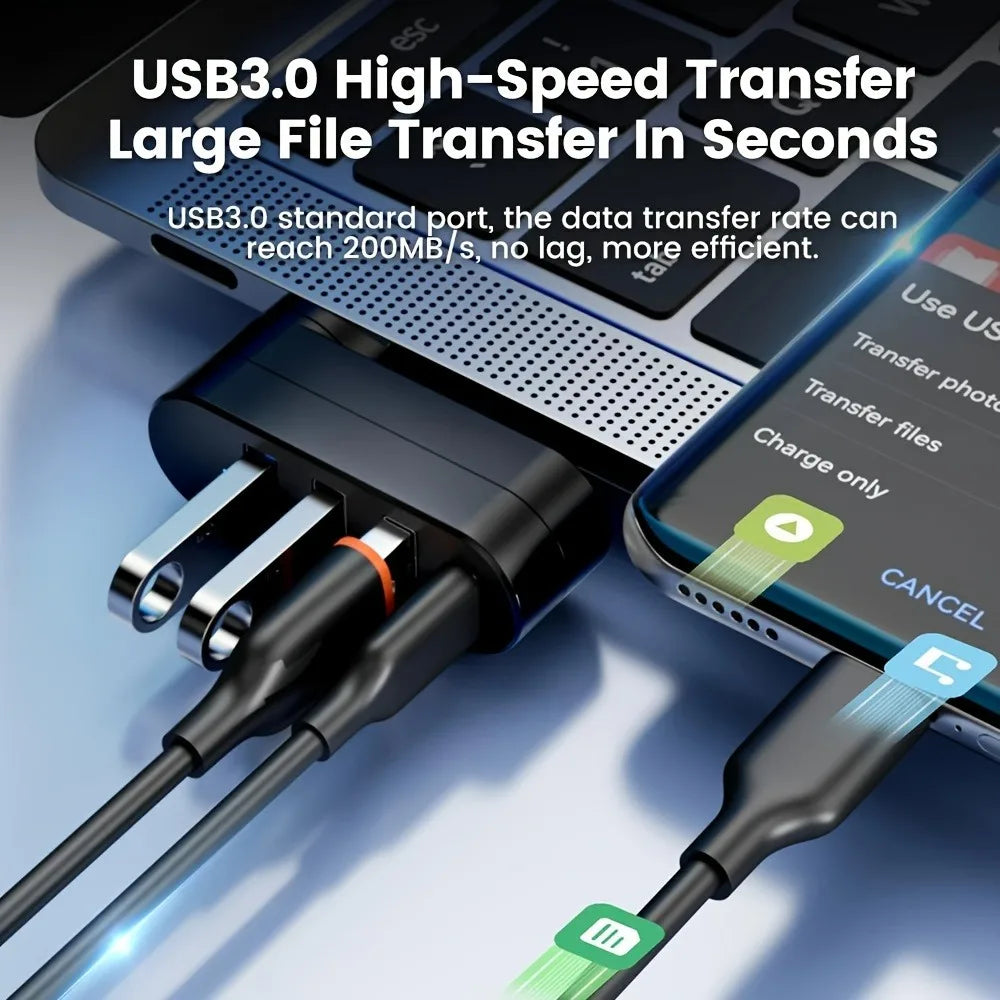 USB Hub 2.0 3.0 Adapter 180° Rotatable Multi Ports U Disk Card Reader Splitter High Speed Data Transfer For Computer Accessories