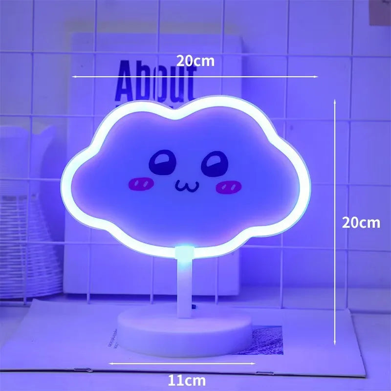 Flamingo Led Neon Light Coconut Tree Cactus Heart Shape Lamp Stand Colorful Home Room Decoration Christmas Night light