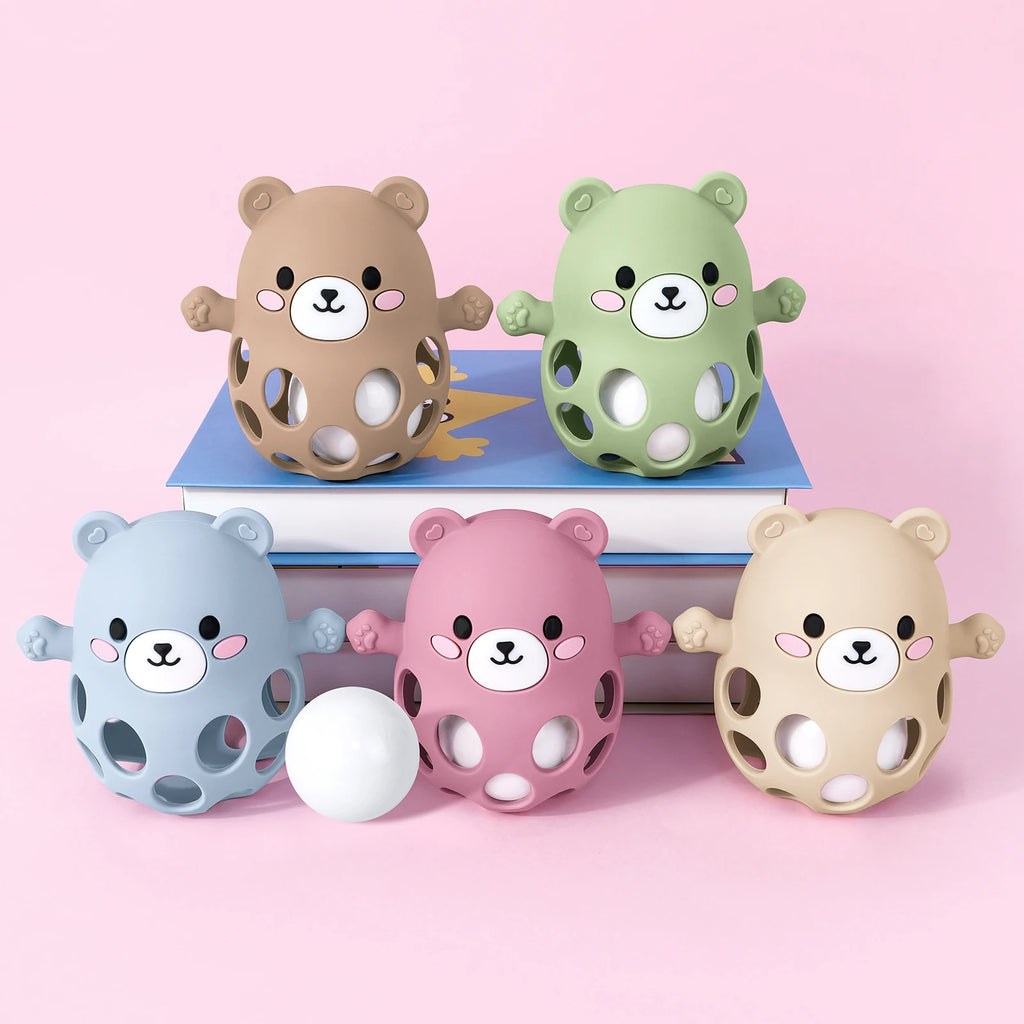 TYRY.HU Ringing Bell Baby Teether Gloves Cute Bear Shape Teether Toy Silicone Care Molar Anti-eating Hand Baby Education Toy