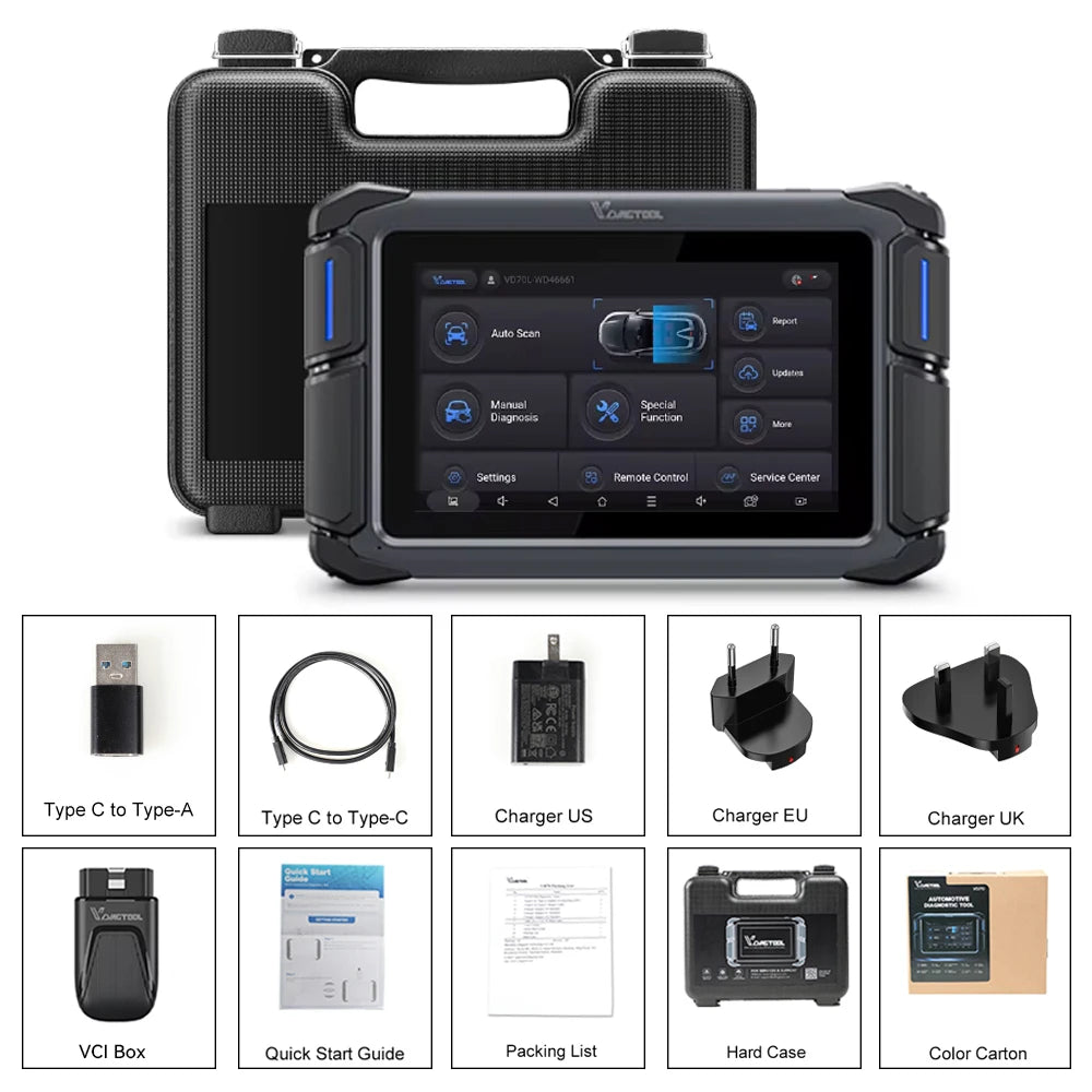 VDIAGTOOL VD70S Car Diagnostic Tool All System Automotive Scanner Bi-Directional Control ECU Online Code Built in CAN FD DOIP
